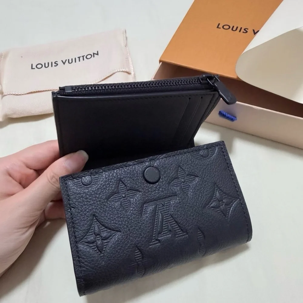 Louis Vuitton Black Embossed Monogram Compact Wallet
